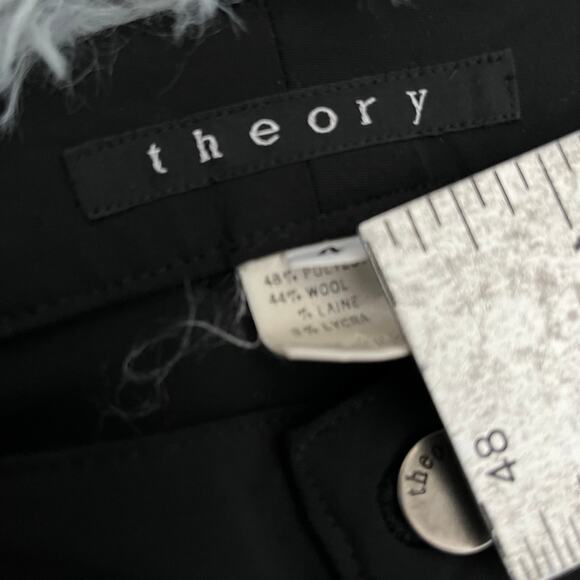 Theory Wool Blend Wide Leg Black Trousers Women’s 4 Dress Pants - Picture 10 of 10